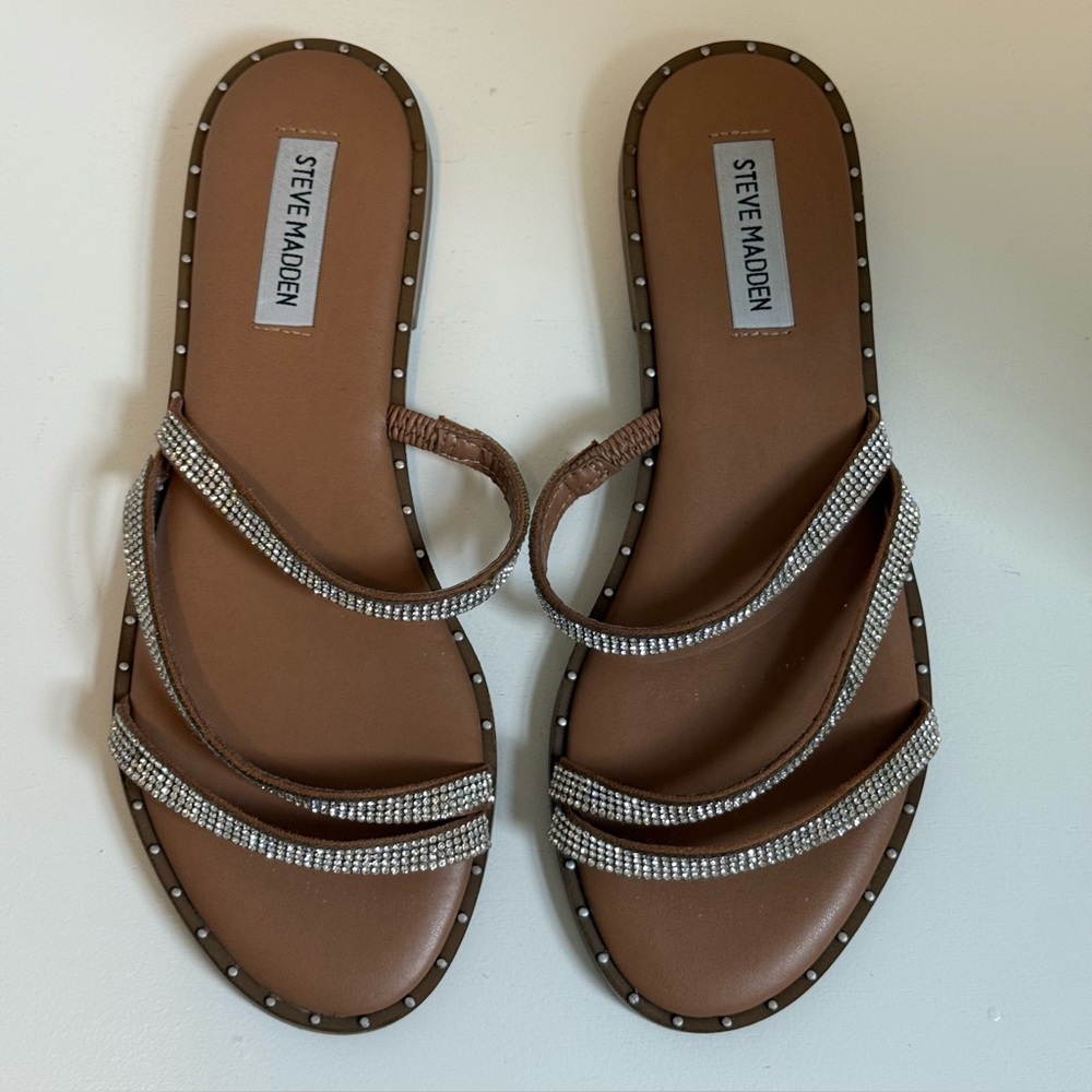 Steve Madden Loomi Bling Slide Sandals Size 8